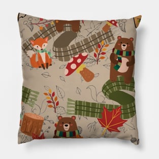 Autumn Medley 2 Bear and Fox Pillow