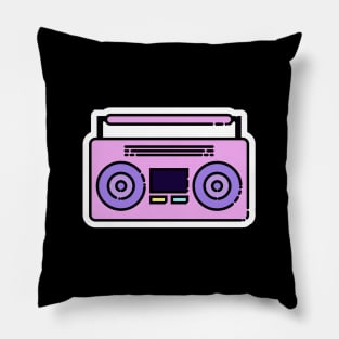 Vintage Pink Stereo // Line Art Sticker Pillow