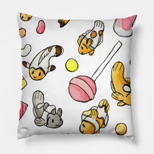 Spooky Cute Candy Clownfish in Watercolor Pillow