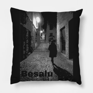 Street Lines Besalu Evening Stroll Pillow