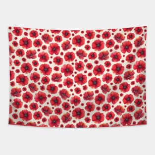 Botanical Floral Seamless pattern -red poppies Tapestry