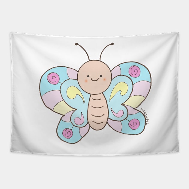 pastel colored butterfly Tapestry by Fradema