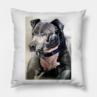 Stanford  terrier gris by Loslápicesdeplata Pillow