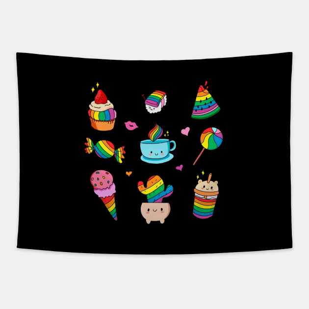 Rainbow Foods LGBTQ Pride Tapestry by ricricswert