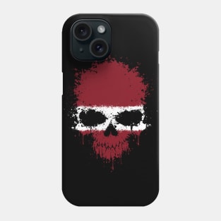 Chaotic Latvian Flag Splatter Skull Phone Case