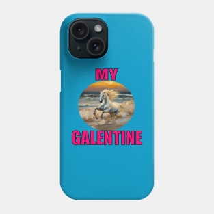 My galentine white horse in the surf Phone Case