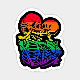 Gay Couple Skeletons Kissing LGBT Pride Magnet