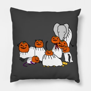 Cute Animals at Halloween Party Pillow