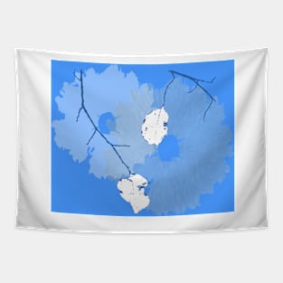 white leaf on blue background Tapestry