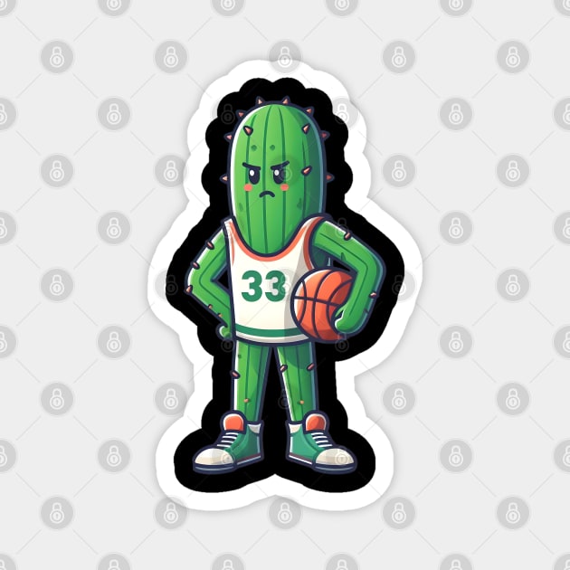 Basketball Cactus – Funny Sports Humor Artwork Magnet by MakerMind8.2