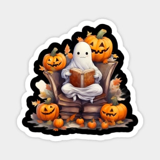 Funny Ghost Book Reading Boo Spooky Halloween Books Lover Magnet