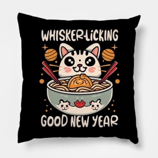 Whisker-Licking Good New Year Pillow