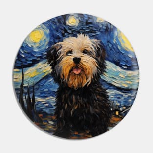 Puli Dog Painted in The Starry Night style Pin