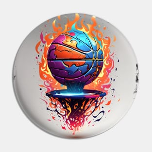 Flame Basketball Pin