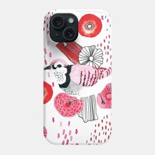 Watercolor bird and flowers Phone Case