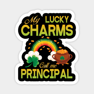 St Patrick Gold Shamrocks My Lucky Charms Call Me Principal Magnet