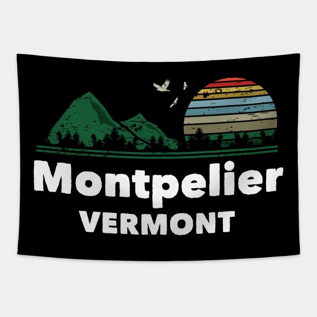 Mountain Sunset Flying Birds Outdoor Montpelier Vermont Tapestry by greenrepublicmerch