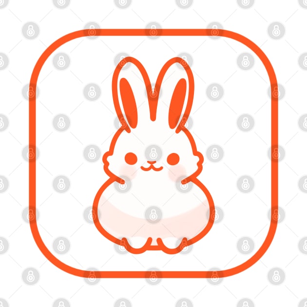 Orange Bunny Cute Minimalist Aesthetic Design by PANGANDOY