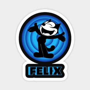 Felix the Cat Cartoon Arms Outstretched Blue Vintage Retro Magnet