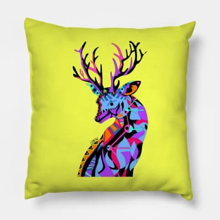 wild deer venado cute animal ecopop in the forest art Pillow