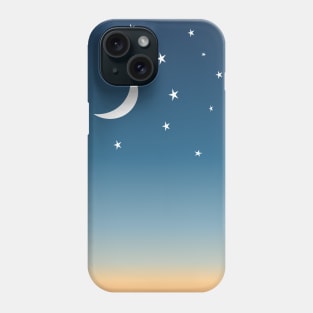 Orange Dusk with Moon and Stars in Sky Phone Case