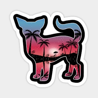 Chihuahua Beautiful Sunset Beach Palm Tree Magnet