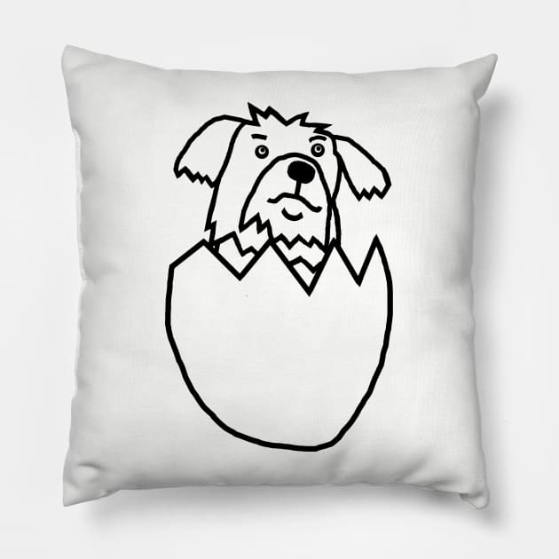 Puppy Hatching from Easter Egg Outline Pillow by ellenhenryart