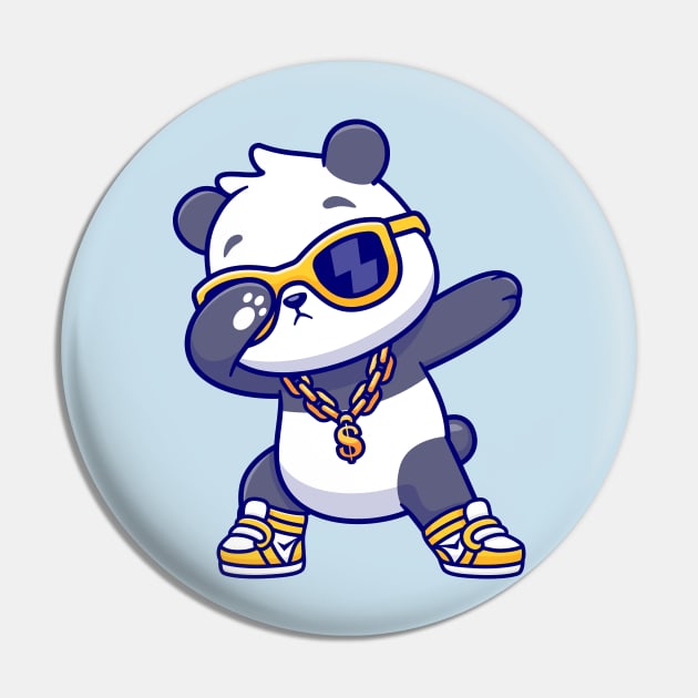 Cute Panda Dabbing Wearing Gold Chain Necklace And Glasses Cartoon Pin by Catalyst Labs