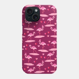 Valentine's Flamingo in Love burgundy Phone Case