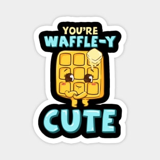 Funny You're Waffle-y Cute Waffle Breakfast Pun Magnet