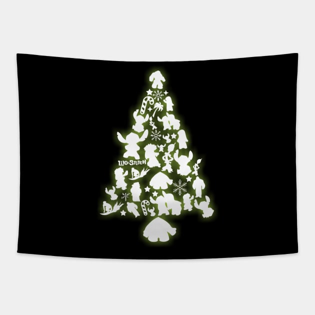 Lilo and Stitch Christmas Tree Silhouette Tapestry by joeysartworld