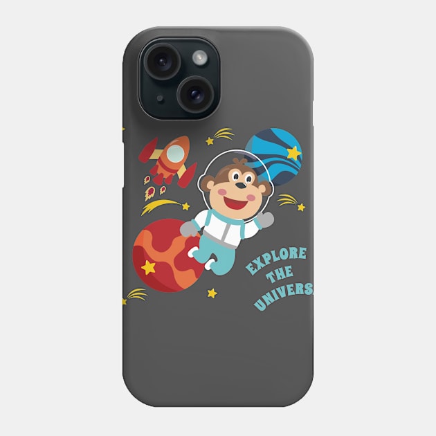 Space monkey or astronaut in a space suit with cartoon style Phone Case by KIDS APPAREL