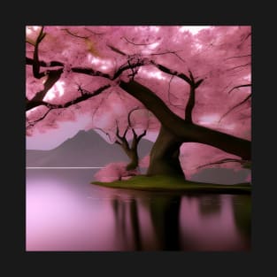 Beaux Animes Art Fantasy Japanese landscape with cherry blossoms T-Shirt