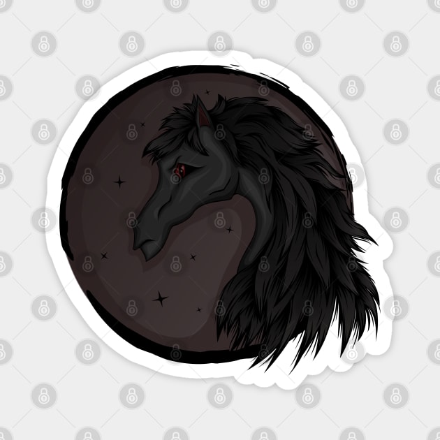 Cartoon dark horse Magnet by klara_art