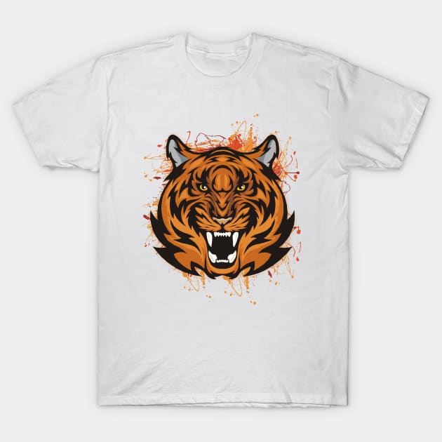 Tiger Orange Tiger Print Face T-Shirt