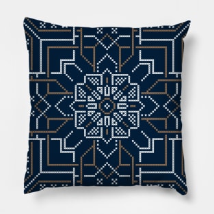 BeigeWhite Mosaic Aztec Pattern Indian Mexican Ethnic Pillow