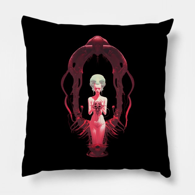 The Alien Queen of Alien Skulls Pillow by AlienQueenApparel