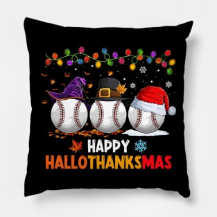 Baseball Costume Halloween Thanksgiving Christmas Happy Hallothanksmas Pillow