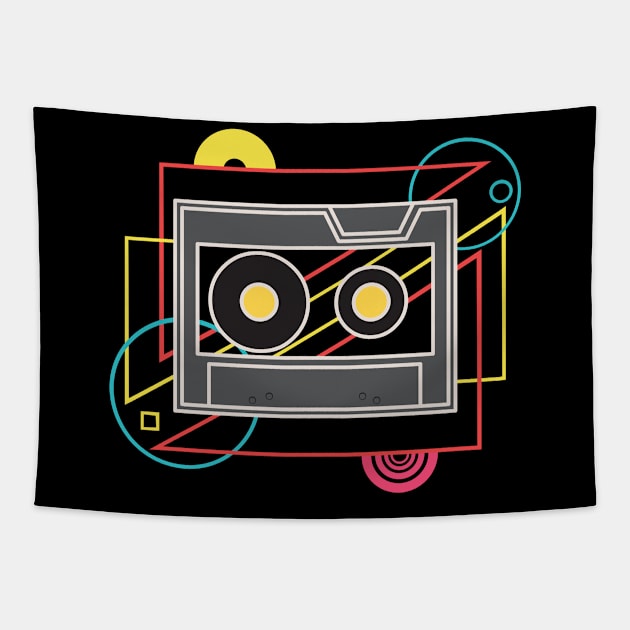 Geometric music cassette Tapestry by dancedeck