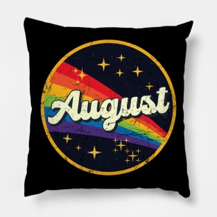 August // Rainbow In Space Vintage Grunge-Style Pillow