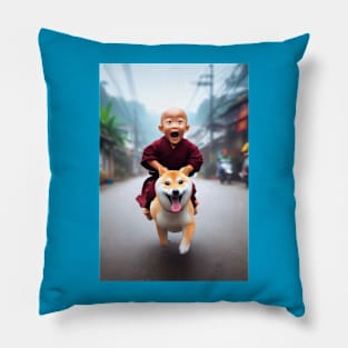 dog racing monk Pillow