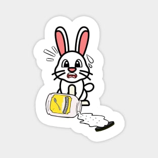 Funny bunny spilled a jar of mayonnaise Magnet