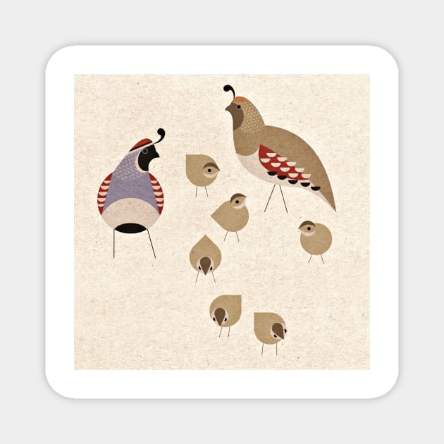 Quail Family Magnet by Scott Partridge