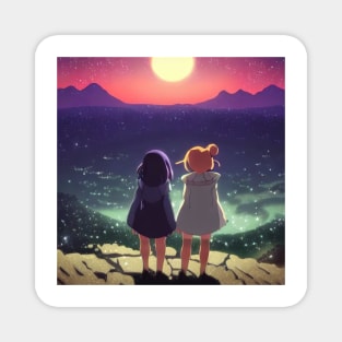 Two Girls Under the Starry Sky Magnet