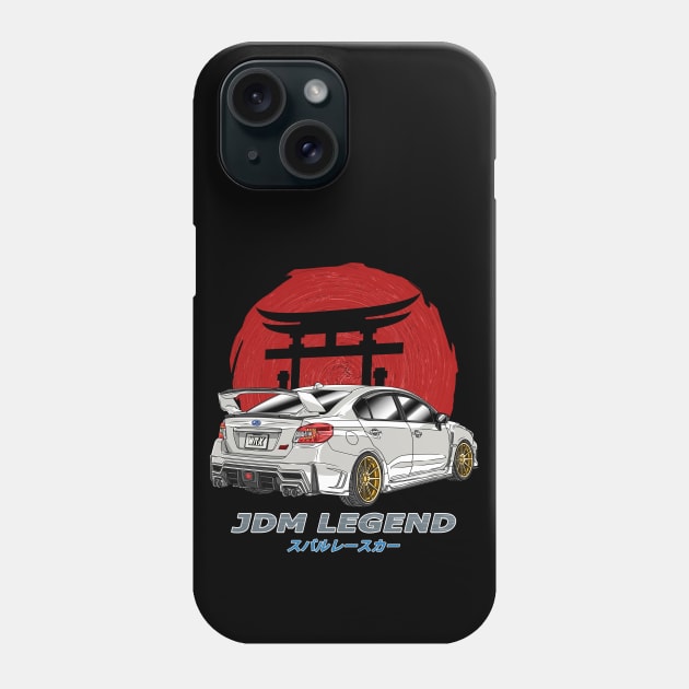 JDM White Subie Impreza  WRX STi Phone Case by Guyvit