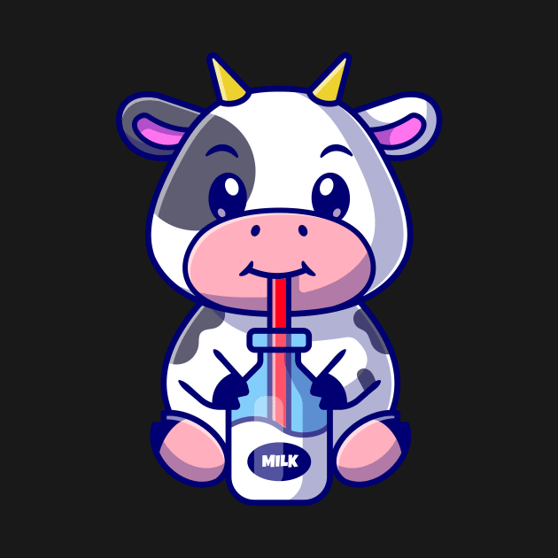 Cute Cow Drink Milk Cartoon by Catalyst Labs