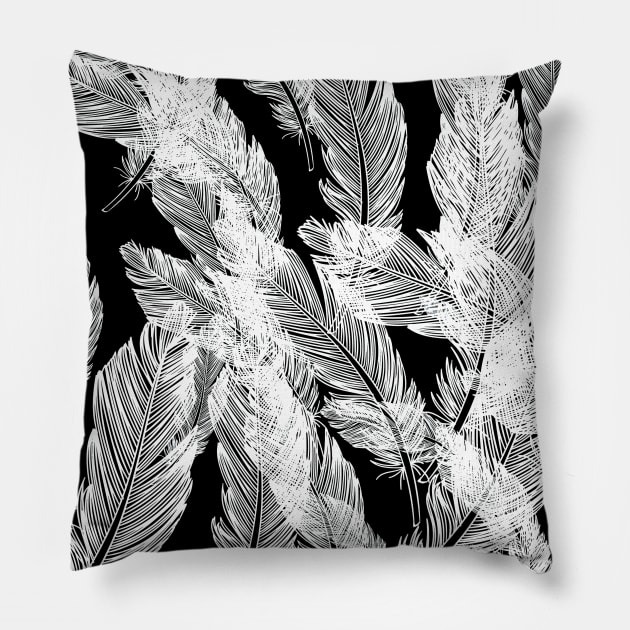 Feathers on black Pillow by hedehede