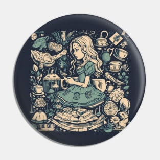 Modern Alice in Wonderland Drawing Pin