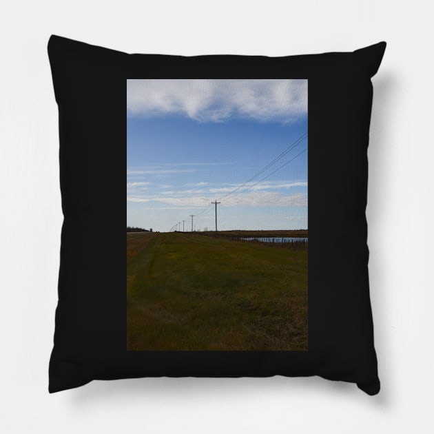 Telephone lines heading off to the vanishing point Pillow by Steves-Pics