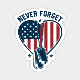 Never forget - Patriotic Heart Military Tribute Magnet